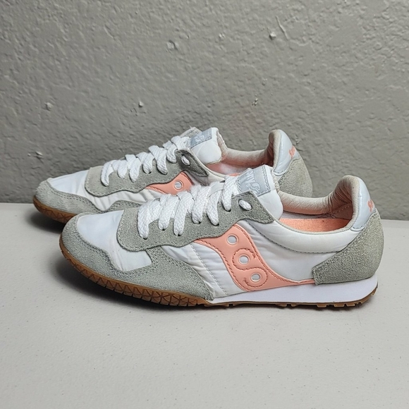 Saucony Bullet Shoes Womens 5.5 Pink White Suede Running Sneakers - Picture 9 of 9